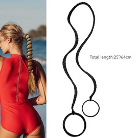 Hebterrka Spiral Hair Bobbles, Elastic Braided Hair Bobbles Without Hair Damage, Ponytail Holder for Long Hair, Ideal for Gym, Swimming, Diving, 25 Inches, Black Hebterrka