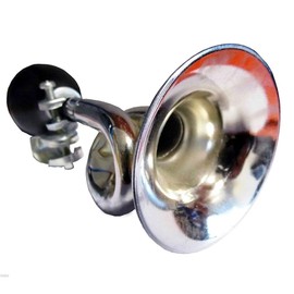 Laxzo ® Retro Bike Horn, Classic Bugle Hooter Loud Air Horn with Black Squeeze Bulb, Vintage Metal Design, Easy Handlebar Mount, Bicycle Accessories, Perfect for Adults & Kids