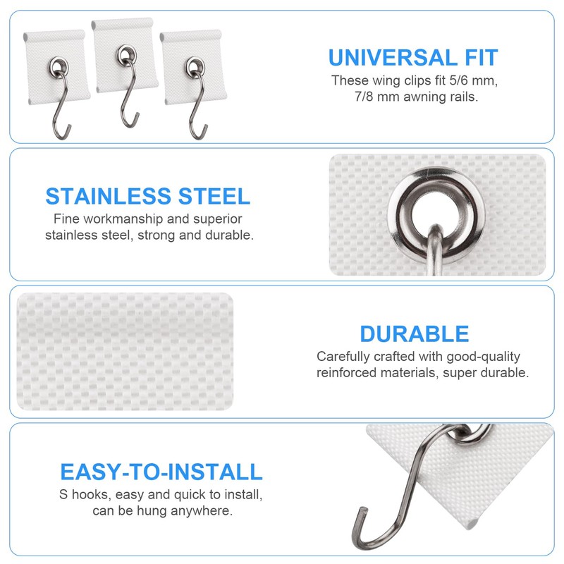 10pcs RV Awning Hooks, RV Awning Light Hooks for Pipe