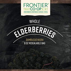Frontier Co-op Frontier Co-op Dried Elderberries, 8oz Bag, European Whole, Kosher, Non-GMO | Elderberry Dried Fruit for Immune Support, Powder, Tea, Syrup, Gummies