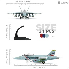 1:72 Scale F-18 VFA-2 Bounty Hunters Fighter Jet Quick Assembly Model Kit, Plastic F/A-18 Fun Toy Airplane Assembly Model with Stand Kids Gift Suitable (36PCS)