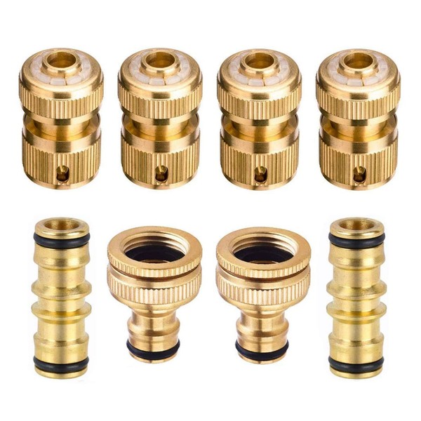 Cossteo 8Pcs Brass Hose Tap Quick Connector Set for Garden,