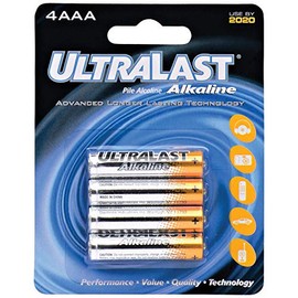 ULTRALAST ULA4AAA ULA4AAA AAA Alkaline Batteries, 4 pk, Multicolor