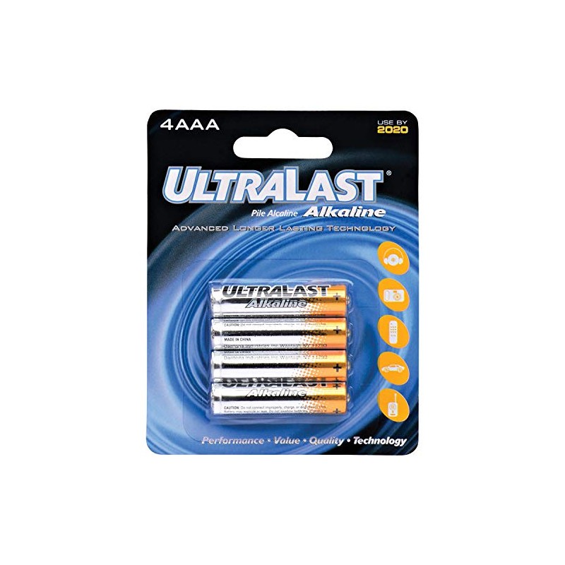 ULTRALAST ULA4AAA ULA4AAA AAA Alkaline Batteries, 4 pk, Multicolor