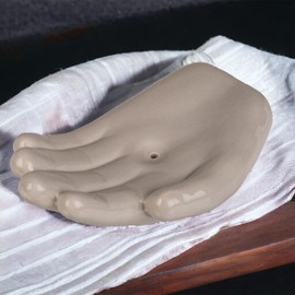 MIJOMA Incense Stick Holder Hand - Ceramic, Spiritual Accessory, White/Grey/Black, Harmonious Design, 12 x 7.5 x 2.5 cm (Grey)