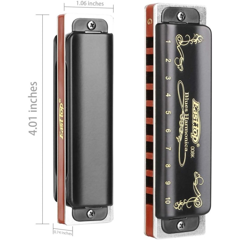 EASTTOP Harmonica Key of G 10Hole 20Tone Diatonic Blues Harmonica