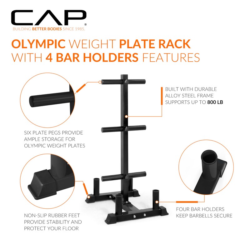 CAP Barbell Olympic Bumper Plate Tree Rack with 6 Weight
