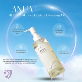 Aceite de Doble Limpieza Anua Heartleaf Para Limpieza profunda de Poros 200ml Previene Puntos negros No comedogénico