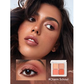 SHEGLAM Cosmic Crystal Eyeshadow Quad 4-Color Matte Glitter Eyeshadow Palette Rose Gold Warm Peach Brown Long Lasting Ultra Pigmented Smooth Blendable Eyeshadow-Charm School
