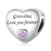 Amuefer Grandma Heart Charms for Bracelets 925 Sterling Silver with