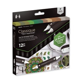 Crafter's Companion Spectrum Noir Classique Create Alcohol Marker Dual Nib Pens Set-Nature-Pack of 12, One Size