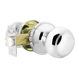 Probrico Colonial Style Keyless Flat Ball Door Knob, Non-Locking Passage Door Handle in Polished Chrome, Closet Hall & Passage Door Hareware, 1 Pack