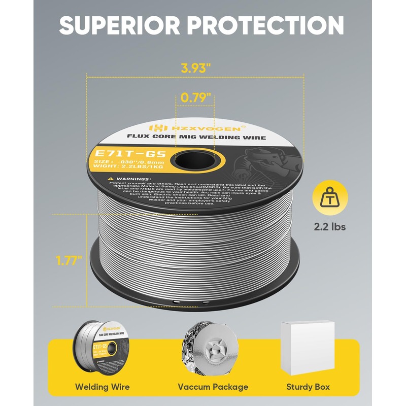 H HZXVOGEN E71T-GS .030''Gasless Flux Core MIG Welding Wire for