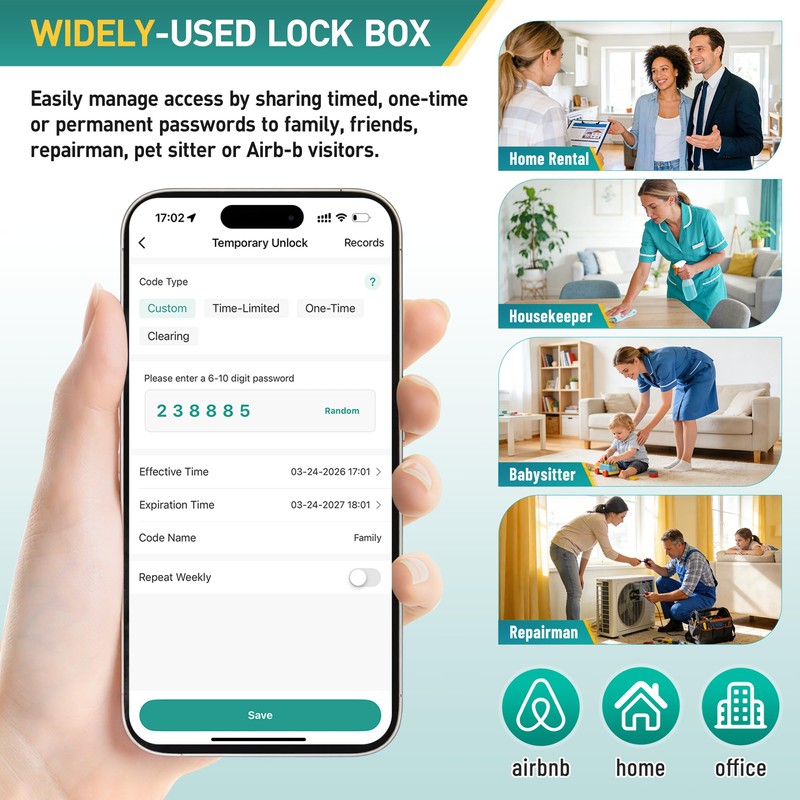 BTNEEU Smart Key Safe Wall Mounted Key Lock Box Outdoor