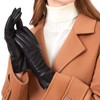 ZLUXURQ Luxury Italian Soft Leather Gloves for Women in Black