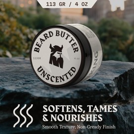 Striking Viking Unscented Beard Butter - 113 g Tin - Non-Greasy Grooming with Unscented Styling Cream - Soothing & Taming Beard Balm - Versatile Pre-Shave Balm