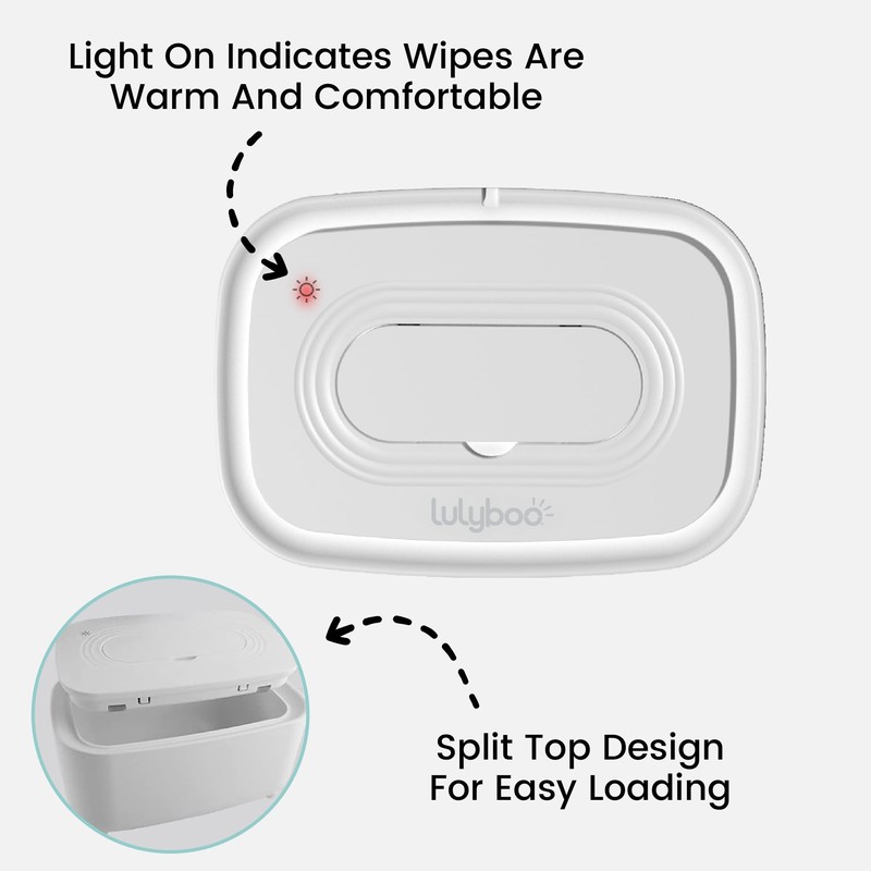 Lulyboo Warm Wipe Dispenser - Baby Wipe Warmer with Adjustable