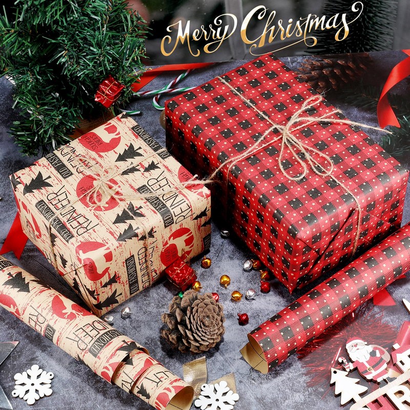 Anvure Christmas Wrapping Paper (4 Rolls: 93 sq. ft total)