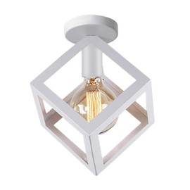 iDEGU Retro Ceiling Light in Geometric Design, Modern Ceiling Light with Cube Lampshade, Vintage Lamp, E27 Ceiling Light for Bedroom, Living Room, Hallway, Kitchen, Cafe, Restaurant, 16 cm, Black