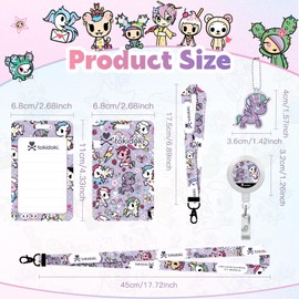 Tokidoki Unicorno Lanyards for Id Badges, Cute Holder with Retractable Reel Clip, Funny Unicorno Work Name Tags Keychain Lanyard ID Card Protector Teacher Nurse Doctor Office (Purple)