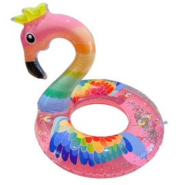 Inflatable Flamingo Swimming Ring, Glitter Pink Swimming Ring, Air Mattress Pool Floaties, Pool Inflatable Ring, Adults, Children for Pool Party Toy (Pink-70)