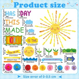 Fuyoooo 84 Pcs 3D Religious Classroom Bulletin Board Set with Paper Flower Sunday School Lord Bulletin Board Inspired Christian Classroom Decoration Set 3D Bible Floral for School Wall Decor