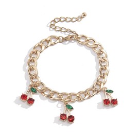 AVANCE Cherry Necklace Bracelet Gold Fruit Cute, Metal