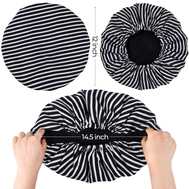 Shower Cap for Women Terry Lined Bath Cap Large Reusable
