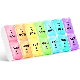 Opret Pill Box Organiser 7 Day for AM PM, Pill Dispenser Weekly Twice a Day with Removable Compartments for Vitamins Fish Oils Supplements Medication BPA Free
