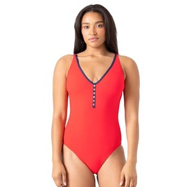 Nautica Women's One Piece Swimsuit – Slimming Tummy Control Bathing Suit, Quick-Dry Fabric, Lifeguard, Large