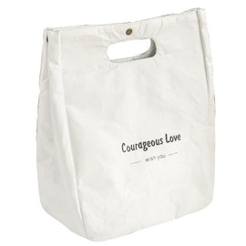 Queen-b Insulated Lunch Bag, Lightweight, Aluminum Sheet, Waterproof, Large Capacity, Stylish, Kraft Paper Style, Insulated, For Work or School, Picnic, White