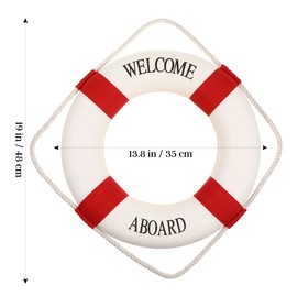 Garneck Decorative Life Ring 35cm Red Foam Buoy Wall Decoration with Perimeter Rope Nautical Decorative Life Ring Buoy for Summer Beach Home Party Decoration