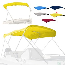 zenicham 3 Bow Fade and Crack Resistant Bimini Top Replacement Cover，600D Marine Grade Polyester Waterproof Sun Shade Boat Canopy，Easy Install Zipper Sleeves Boat Awning,Yellow 6'L 67"-72" W…