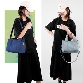 DOURR - Bolsos de lona con asa superior para mujer, bolso pequeño, Azul oscuro