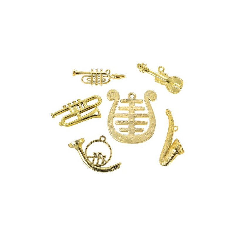 Musical Instruments Set Miniatures 6 Pieces Approx. 1.5 - 4.5