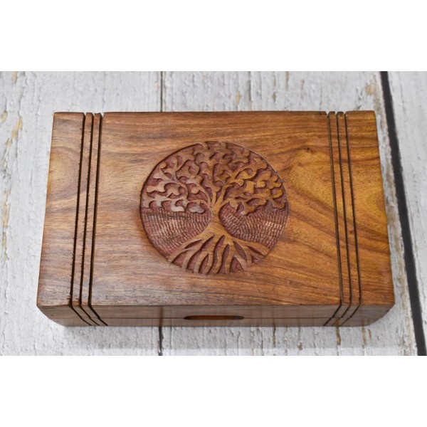 India House- Tree of Life Wooden Box Keepsake Storage Multi