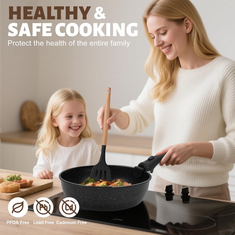 Numola 10 pcs Pots and Pan Set Non Stick with