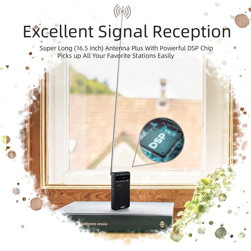PRUNUS J-166 Portable Radio AM FM Battery Operated Radio with