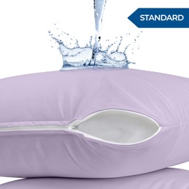 Utopia Bedding Waterproof Pillow Protectors Zippered Standard Size (2 Pack, Lavender), Zippered Pillowcases, Bed Bug Proof Pillow Encasement Covers 20 x 26 Inches