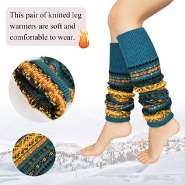 Tuopuda Women's Long Winter Leg Warmers Bohemian Style Leg Warmers Knitted Thick Leg Warmers Overknee Stockings 1 or 2 Pairs Dance Stocking Knit Crochet Socks Leggings Christmas Stocking, Blue 1 Pair