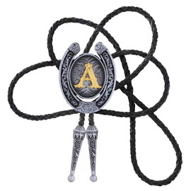 GelConnie Bolo Tie for Men Western Leather Necktie Letter Mens Bolo Ties Jewelry Native American Bolo Tie for Women Kids, Pl0159-a