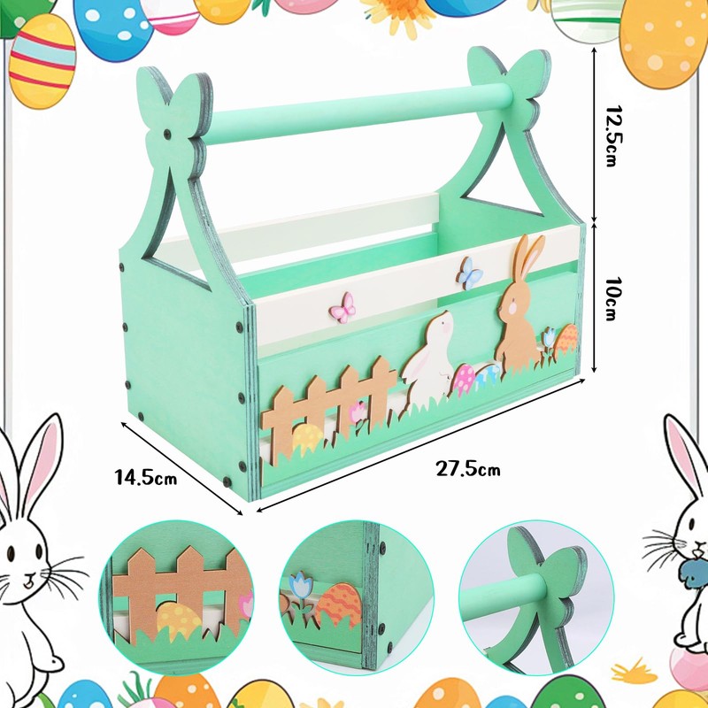 MONCAP Easter Basket Wooden Easter Basket Easter Bunny Basket Easter