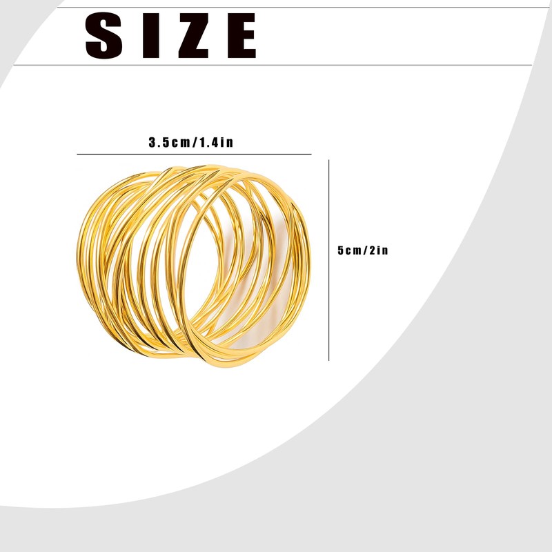 6 PCS Gold Metal Napkin Rings - Elegant Twisted Wire