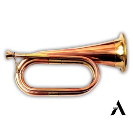 AnNafi® Solid Copper & Brass Bugle| US Military Cavalry Horn | Musical Instrument Classic Style |Boy Scout Bugle | Army Military Attack War Command Signal Horn