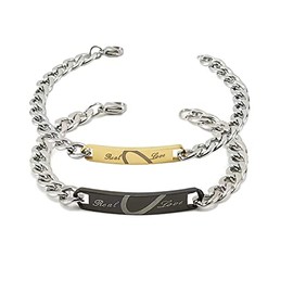 Titanium steel English letter couple fashion all-match stainless steel couple bracelet couple bracelet for lover（Real Love）