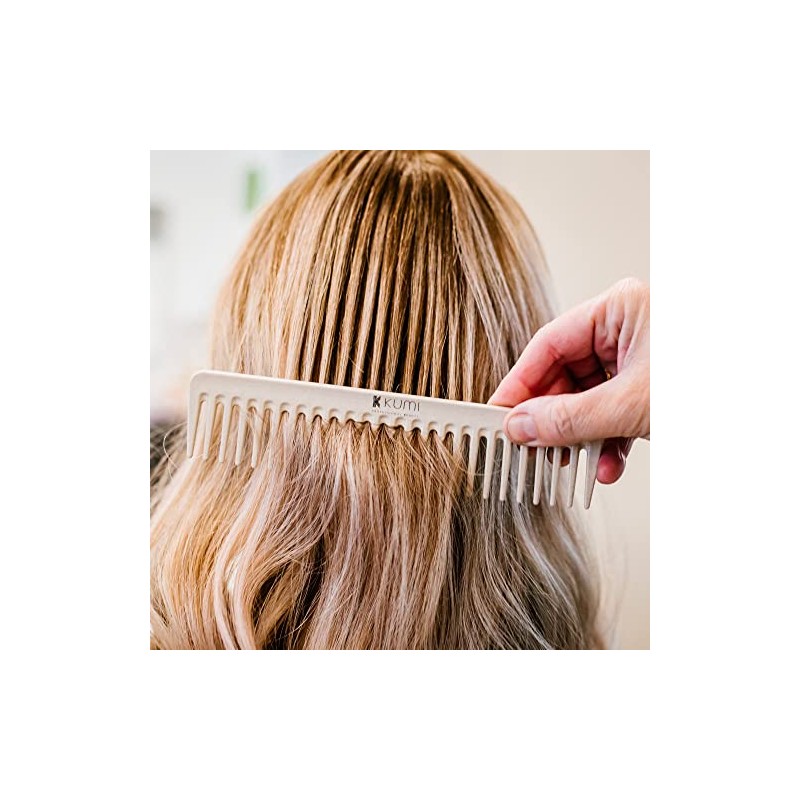 Kumi Wheat Eco-Friendly Long Wide Tooth Detangling Comb Oatmeal colour
