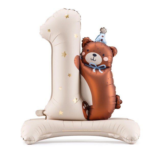Teddy Bear and Number One Foil Balloons Set for 1st