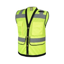 CAL PACIFIC 805 Class 2 Heavy Duty Surveyor Safety Vest With Pocket Tablet on the Back (Yellow, Xtra Small)