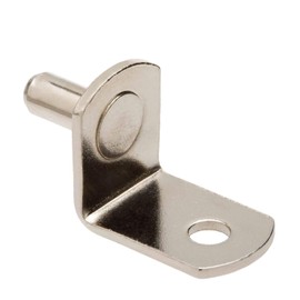 5mm L-Shaped Bracket Style Cabinet Shelf Support Pegs with Hole for Closets, Kitchens, & Furniture - Polished Nickel - 50 Pack