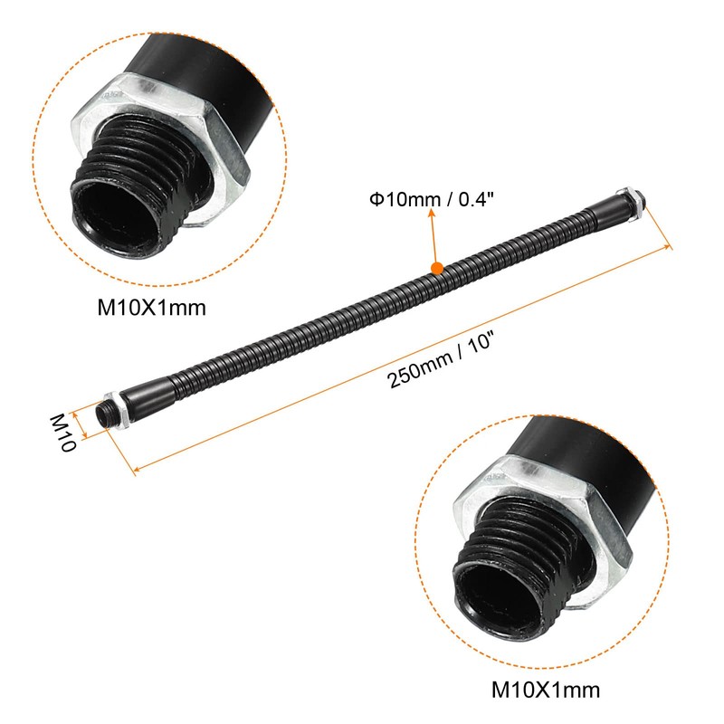 PATIKIL 10 Inch Microphone Gooseneck M10 Flexible Arm Extension Black